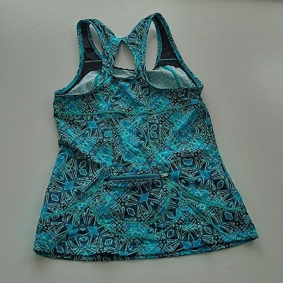 ATHLETA RACERBACK ZIP POCKET SWIM TANK TANKINI TOP SMALL MEDIUM S M - Picture 7 of 7